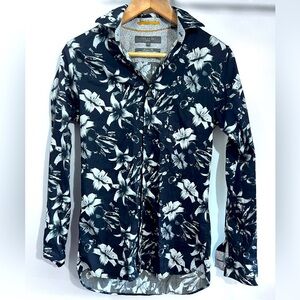 Ted Baker London Blue Button Down Shirt with Notched Collar